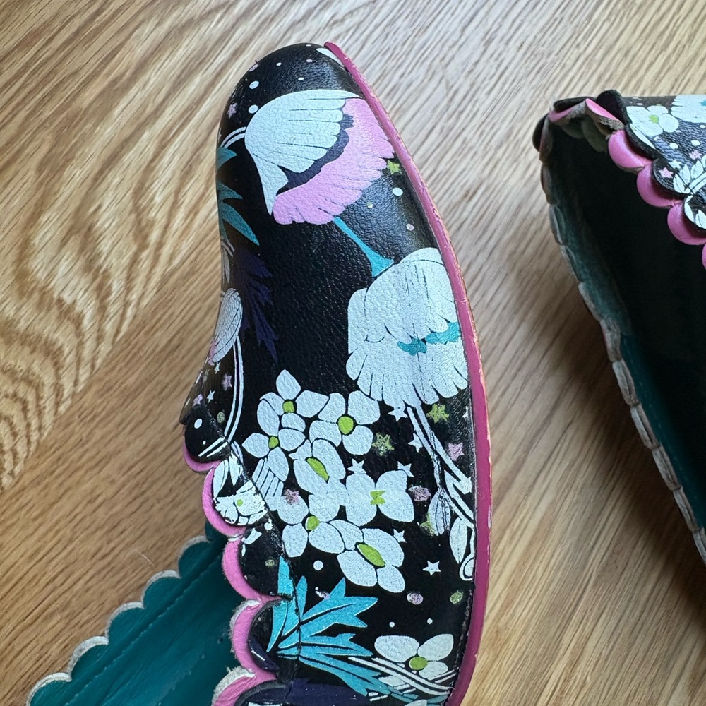 Irregular Choice Black Heels with Pink and White Floral Design - Picture 6 of 11